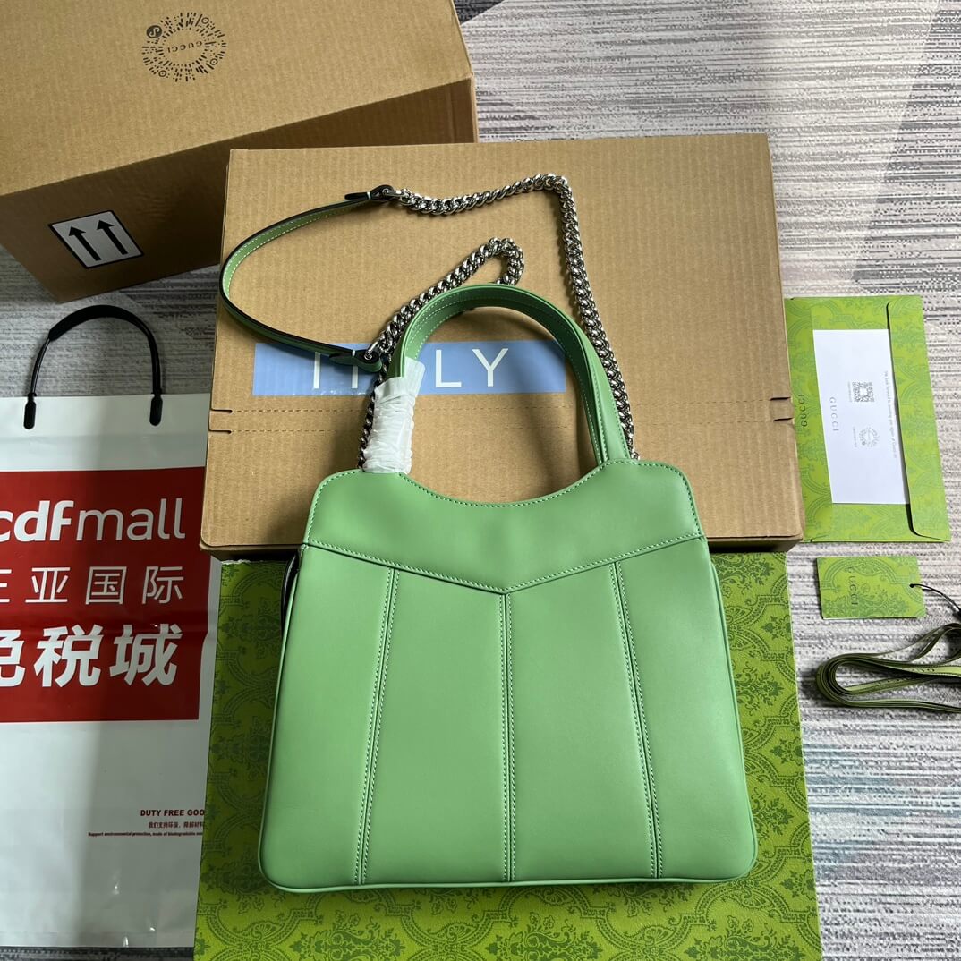 Gucci 745918 totes Handbag 28cm light green/Genuine Leather
