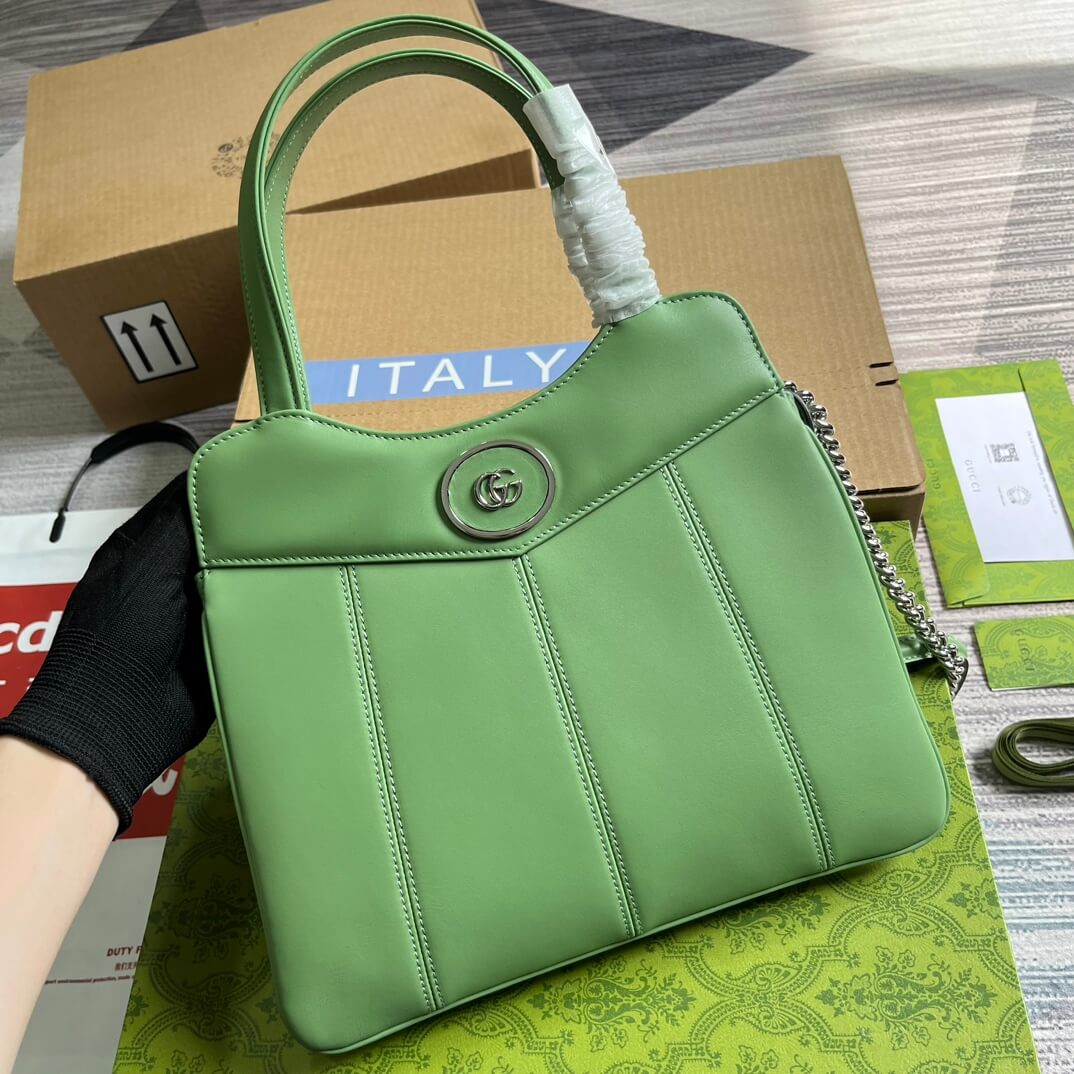 Gucci 745918 totes Handbag 28cm light green/Genuine Leather
