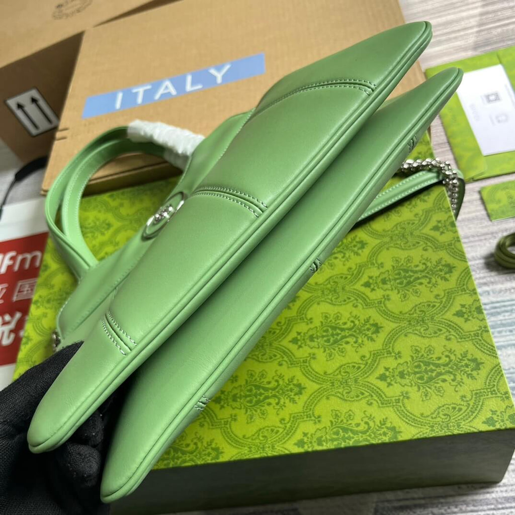 Gucci 745918 totes Handbag 28cm light green/Genuine Leather
