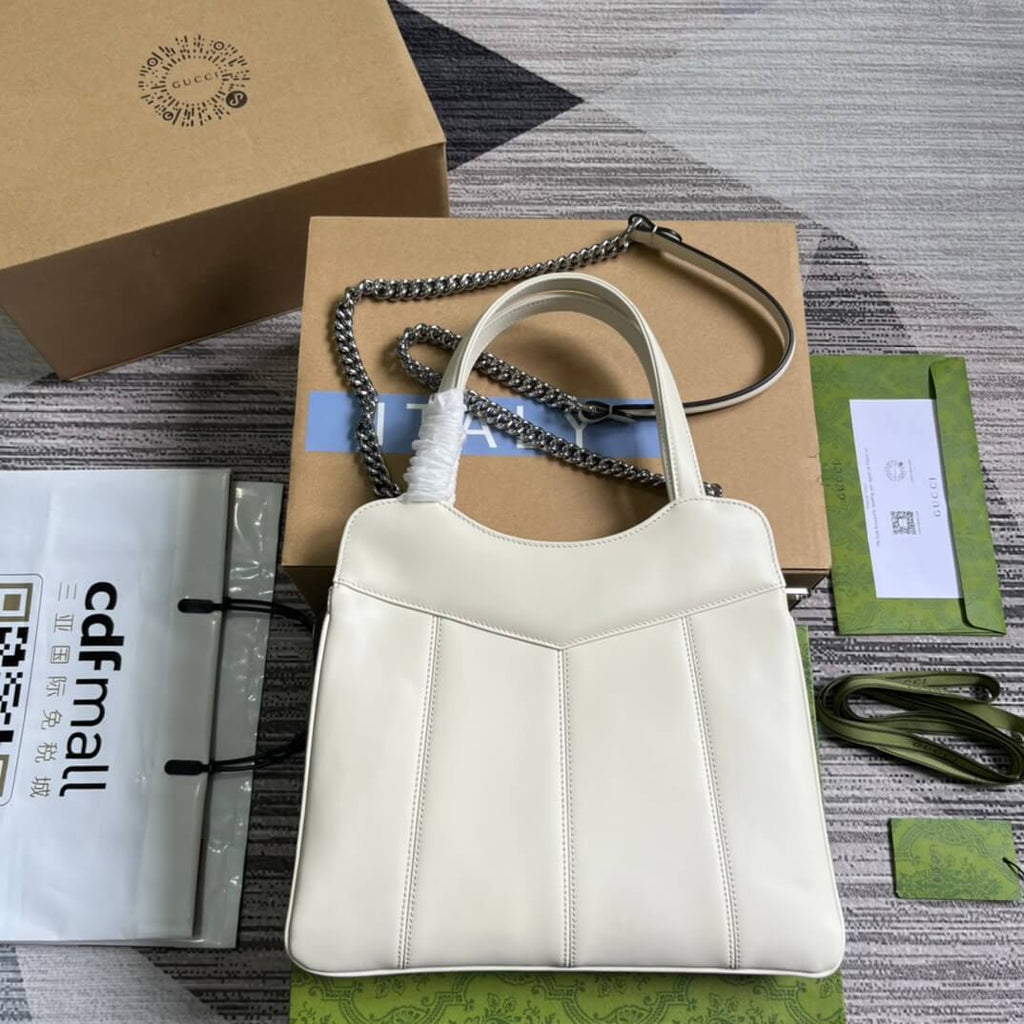 Gucci 745918 totes Handbag 28cm white/Genuine Leather