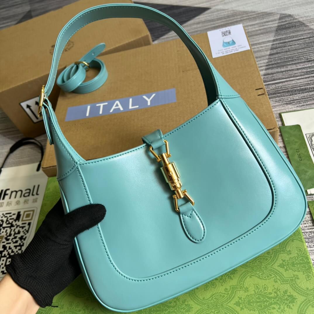 Gucci636709 subaxillary bag 28cm blue cowhide