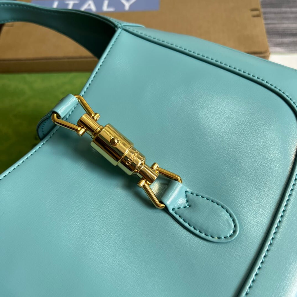 Gucci636709 subaxillary bag 28cm blue cowhide