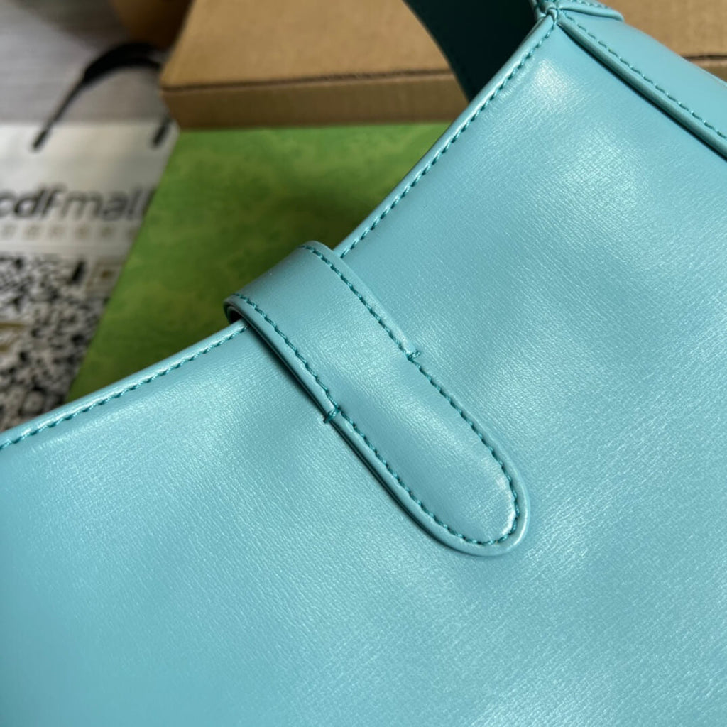 Gucci636709 subaxillary bag 28cm blue cowhide