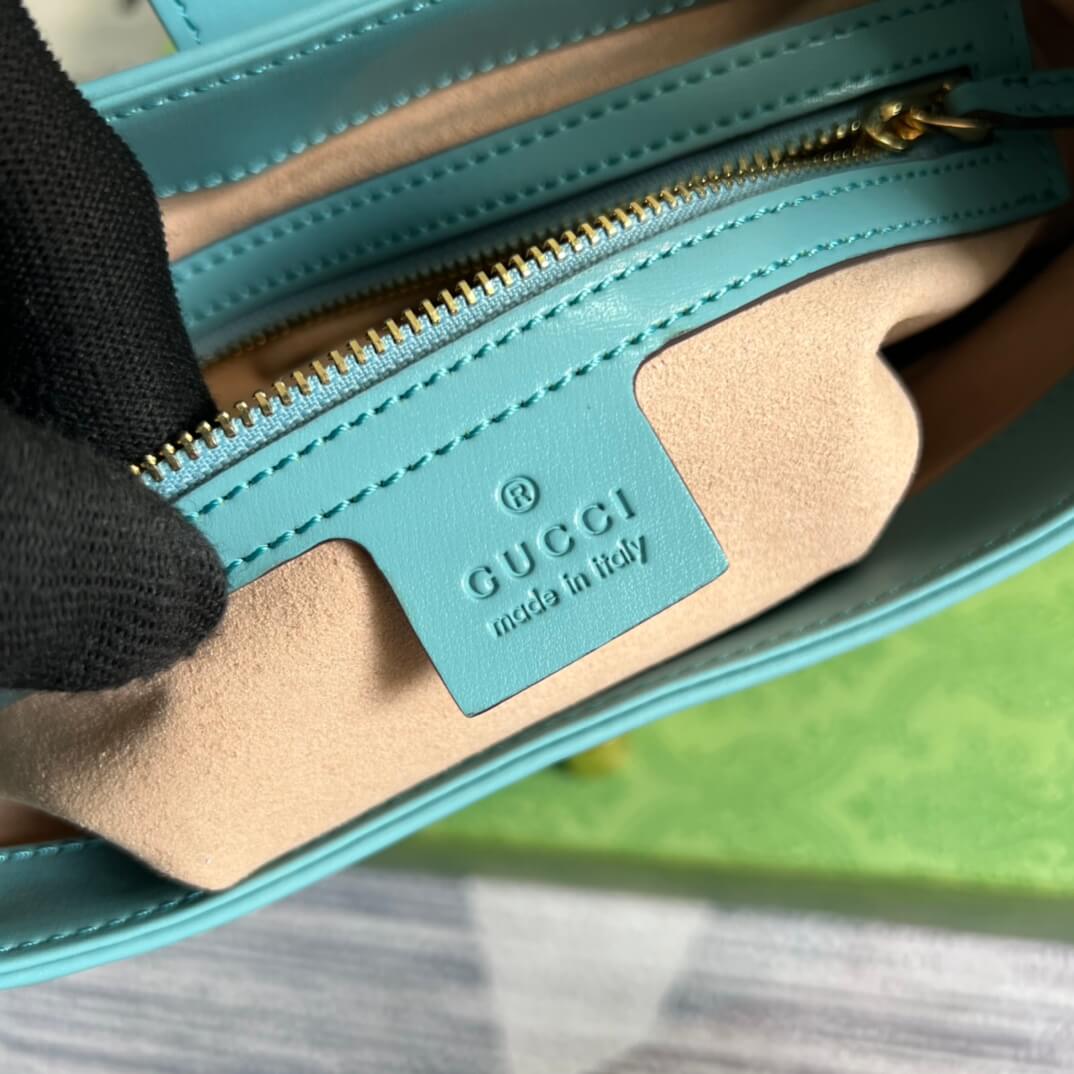 Gucci636709 subaxillary bag 28cm blue cowhide