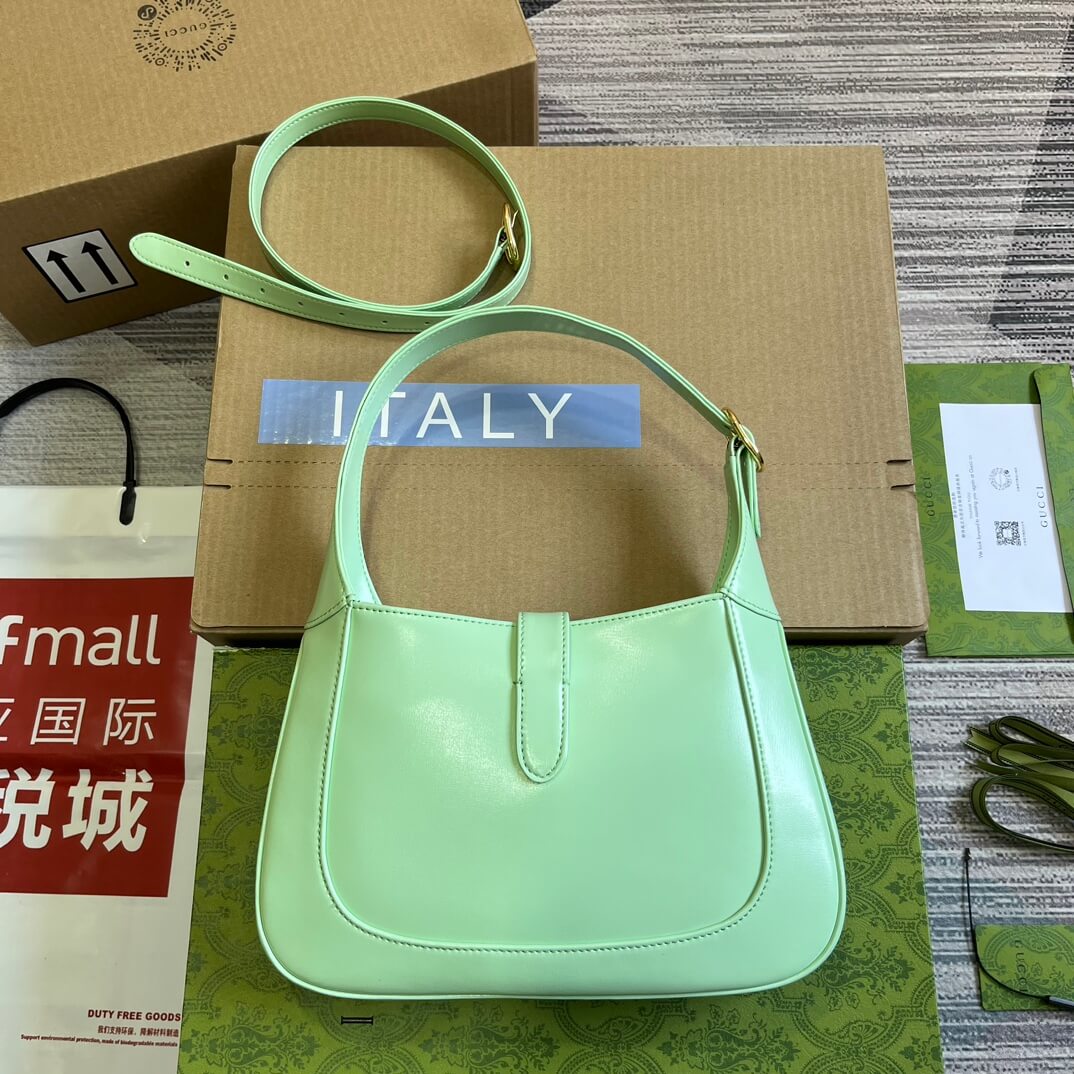 Gucci636709 subaxillary bag 28cm light green cowhide