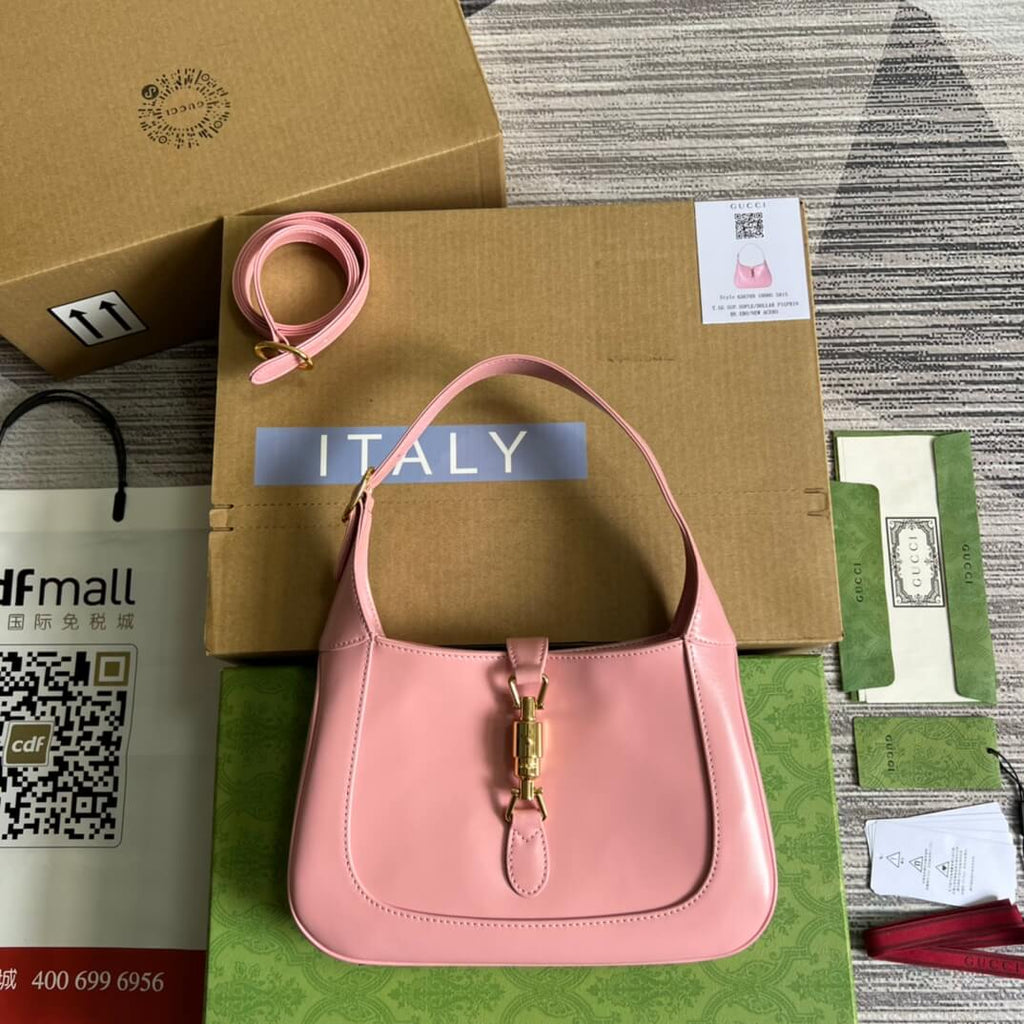 Gucci636709 subaxillary bag 28cm pink cowhide