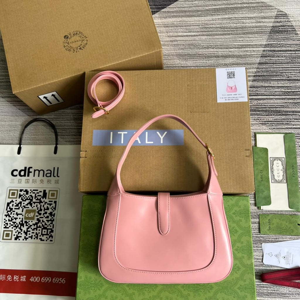 Gucci636709 subaxillary bag 28cm pink cowhide
