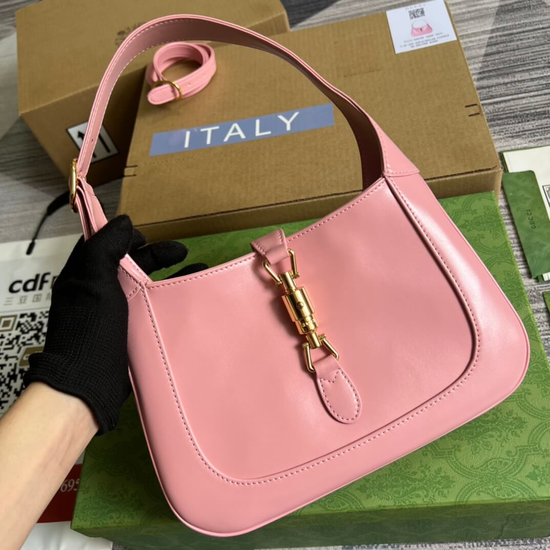 Gucci636709 subaxillary bag 28cm pink cowhide