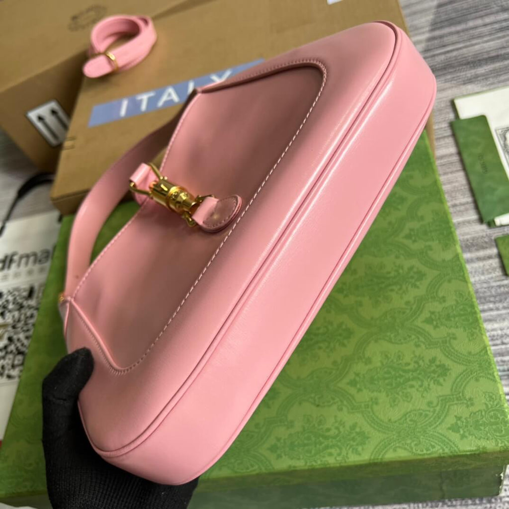 Gucci636709 subaxillary bag 28cm pink cowhide