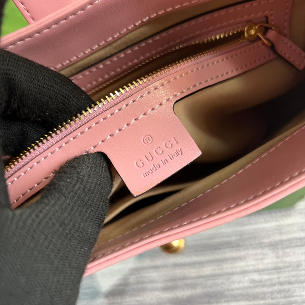 Gucci636709 subaxillary bag 28cm pink cowhide