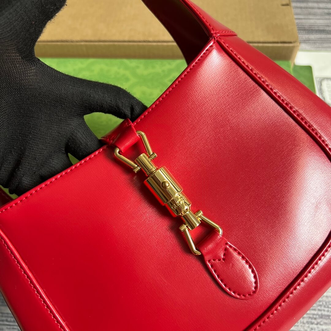 Gucci636709 subaxillary bag 28cm red cowhide