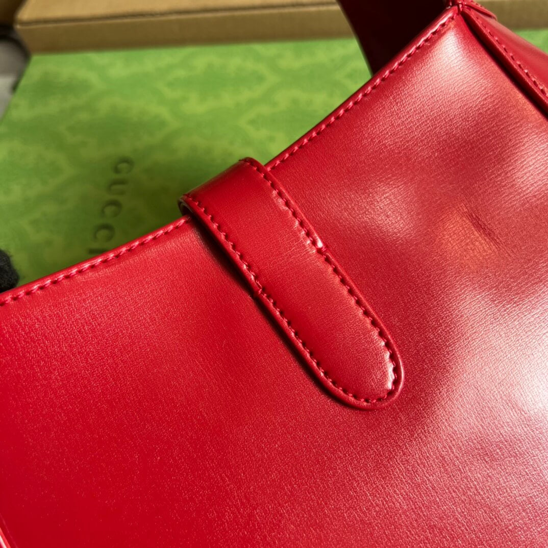 Gucci636709 subaxillary bag 28cm red cowhide