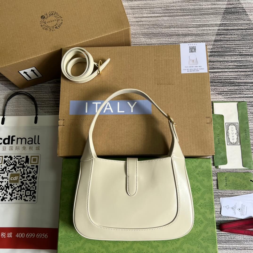 Gucci636709 subaxillary bag 28cm white cowhide