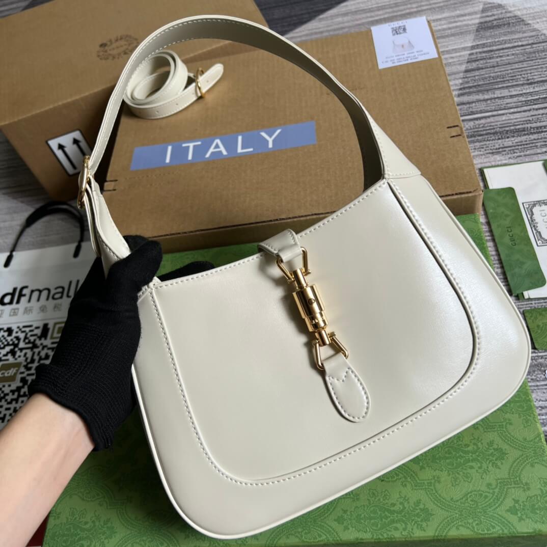 Gucci636709 subaxillary bag 28cm white cowhide