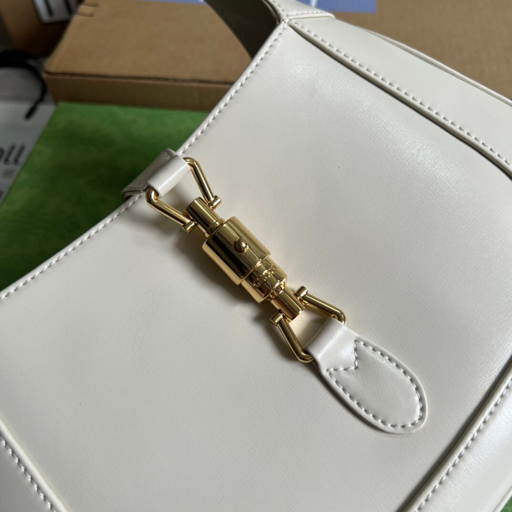 Gucci636709 subaxillary bag 28cm white cowhide