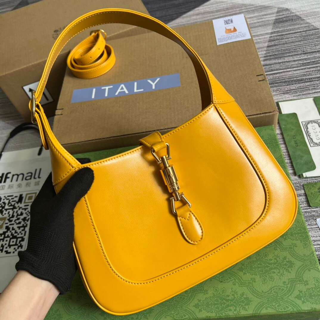 Gucci636709 subaxillary bag 28cm yellow cowhide