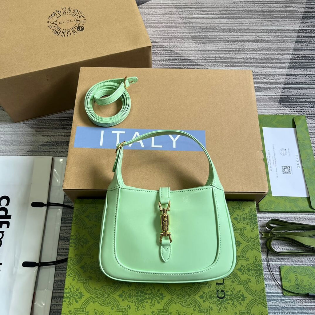 Gucci637091 Handbag subaxillary bag 19cm light green cowhide