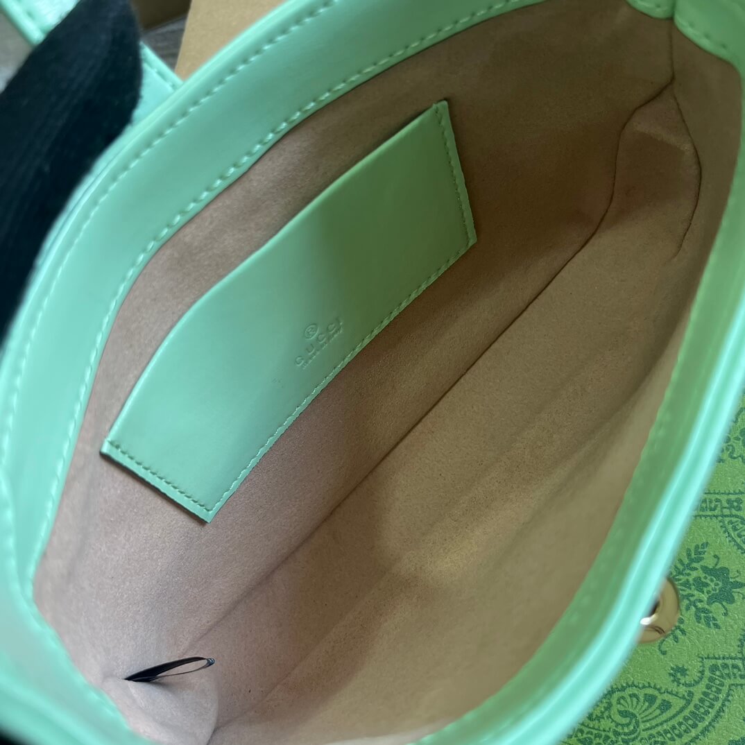 Gucci637091 Handbag subaxillary bag 19cm light green cowhide