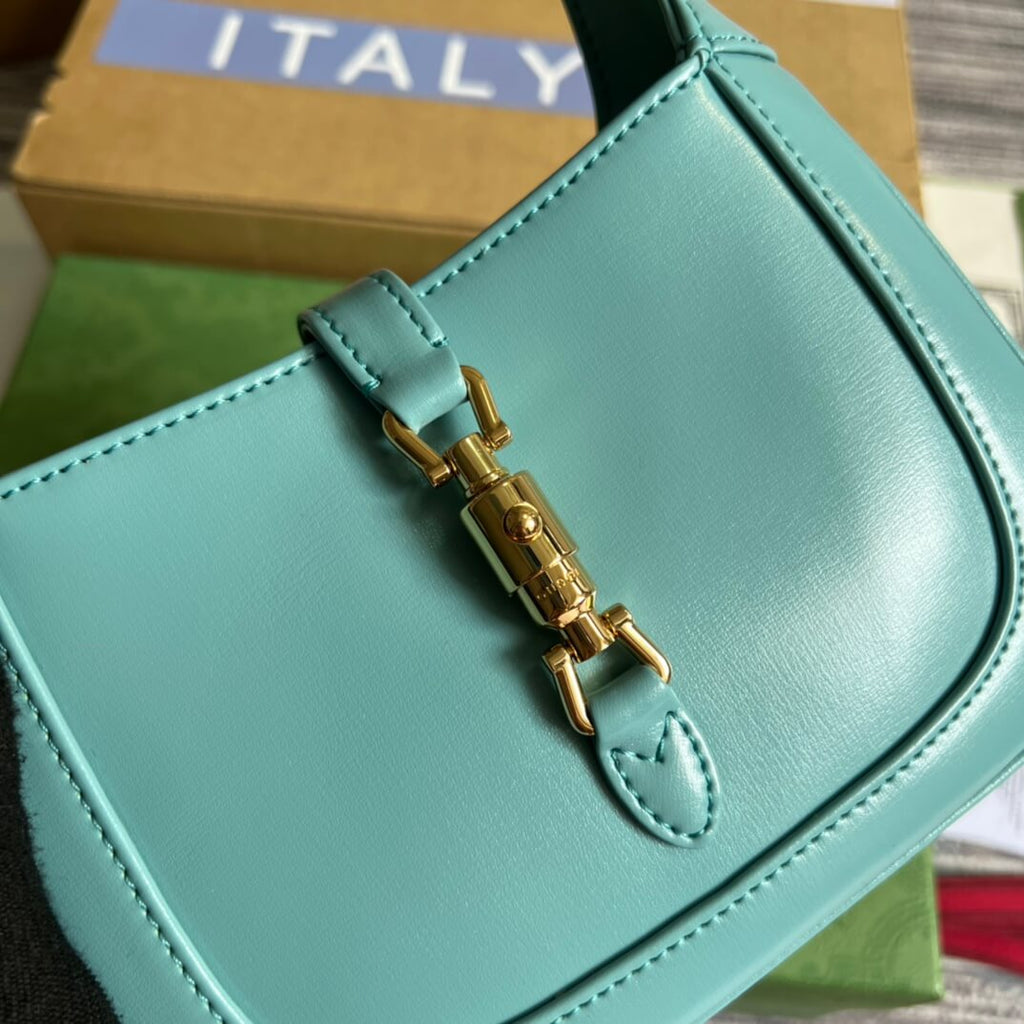 Gucci637091 Handbag subaxillary bag 19cm blue cowhide