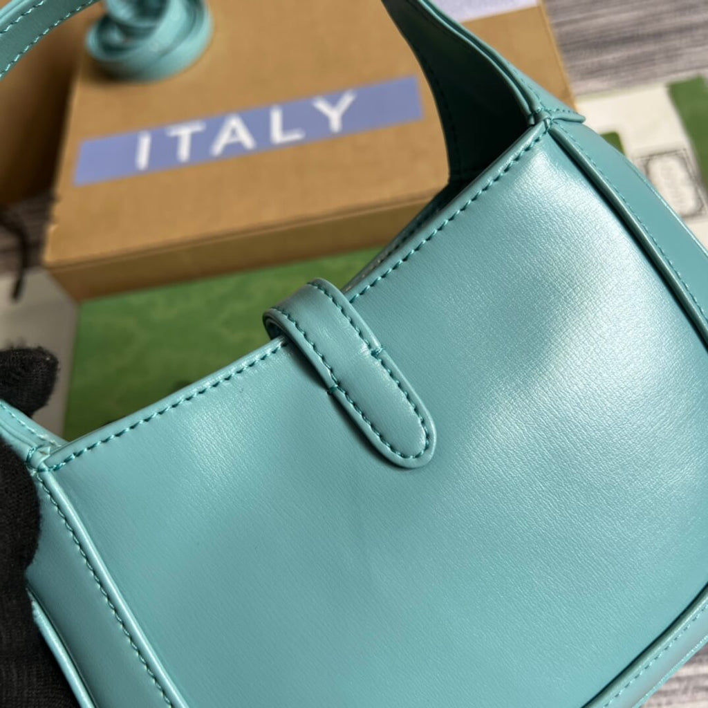 Gucci637091 Handbag subaxillary bag 19cm blue cowhide