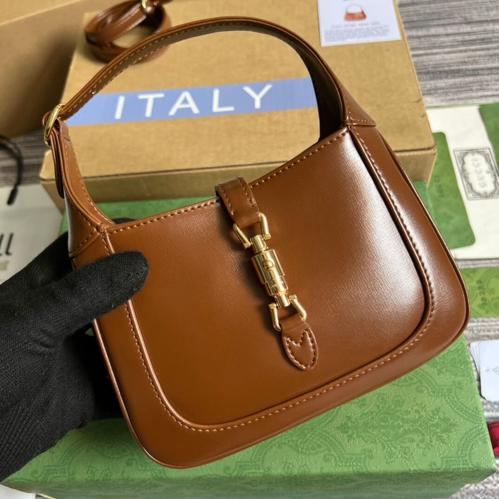 Gucci637091 Handbag subaxillary bag 19cm brown cowhide