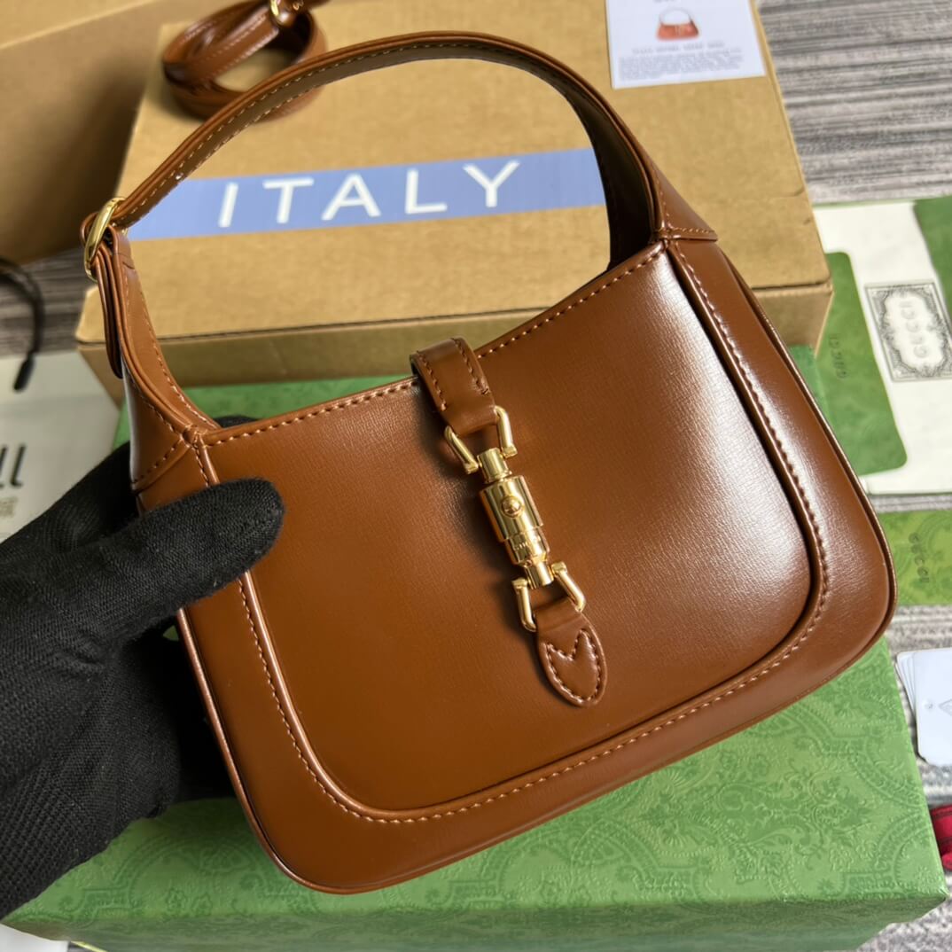 Gucci637091 Handbag subaxillary bag 19cm brown cowhide