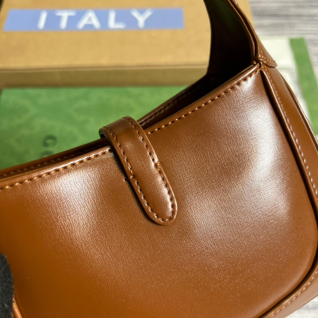 Gucci637091 Handbag subaxillary bag 19cm brown cowhide