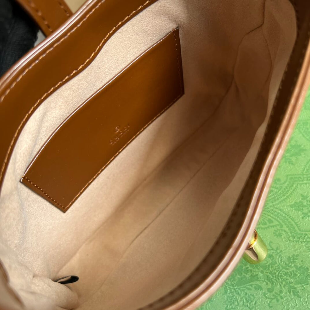 Gucci637091 Handbag subaxillary bag 19cm brown cowhide