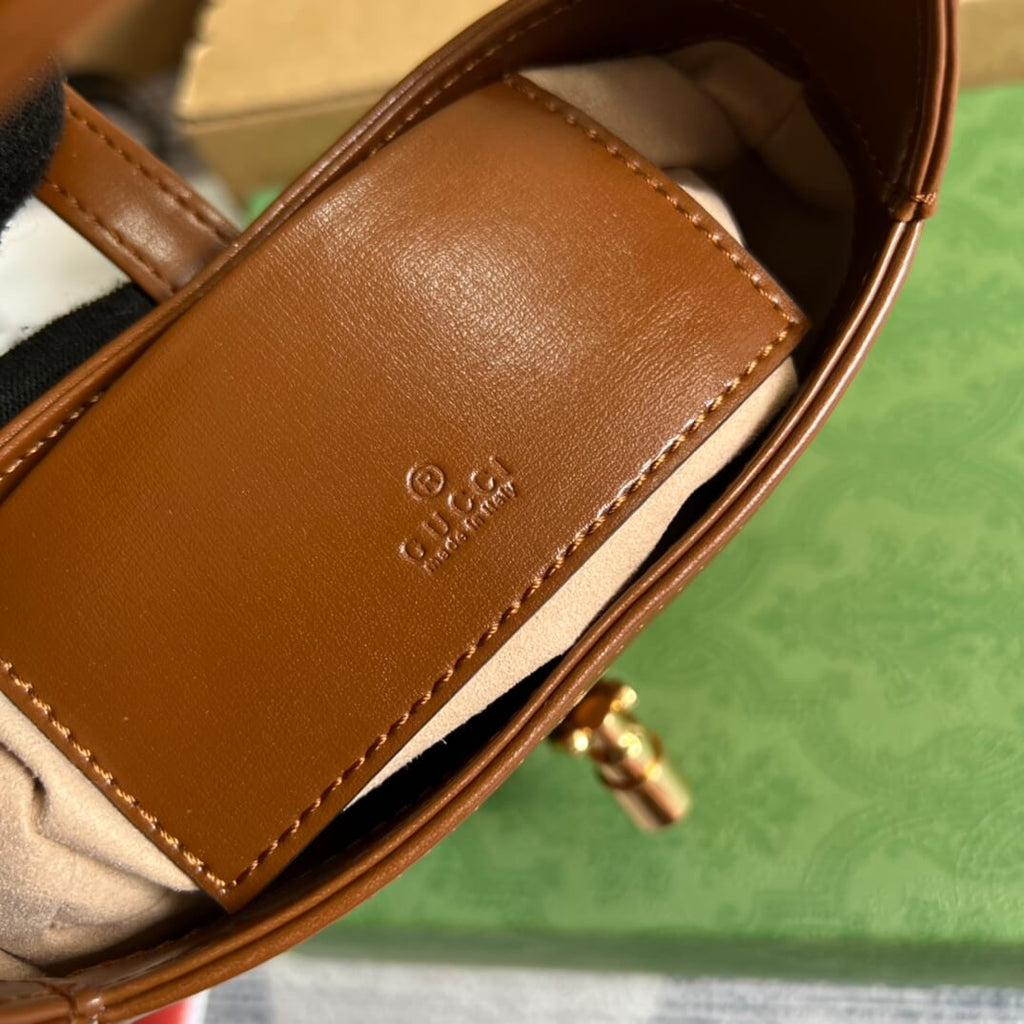 Gucci637091 Handbag subaxillary bag 19cm brown cowhide