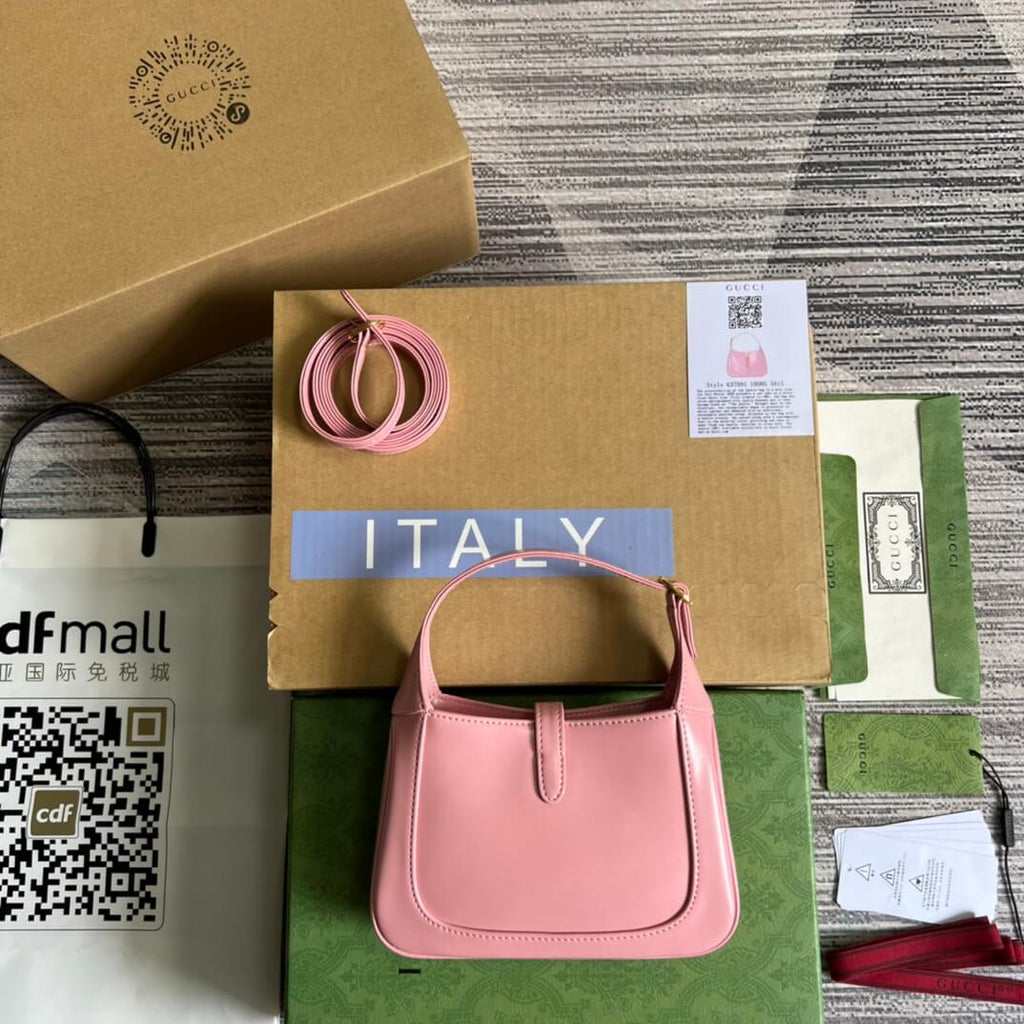 Gucci637091 Handbag subaxillary bag 19cm pink cowhide