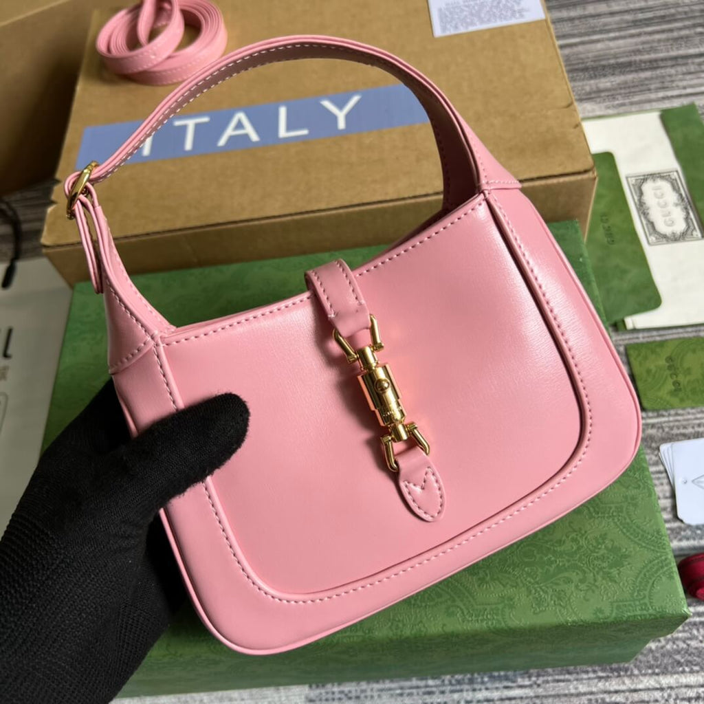 Gucci637091 Handbag subaxillary bag 19cm pink cowhide