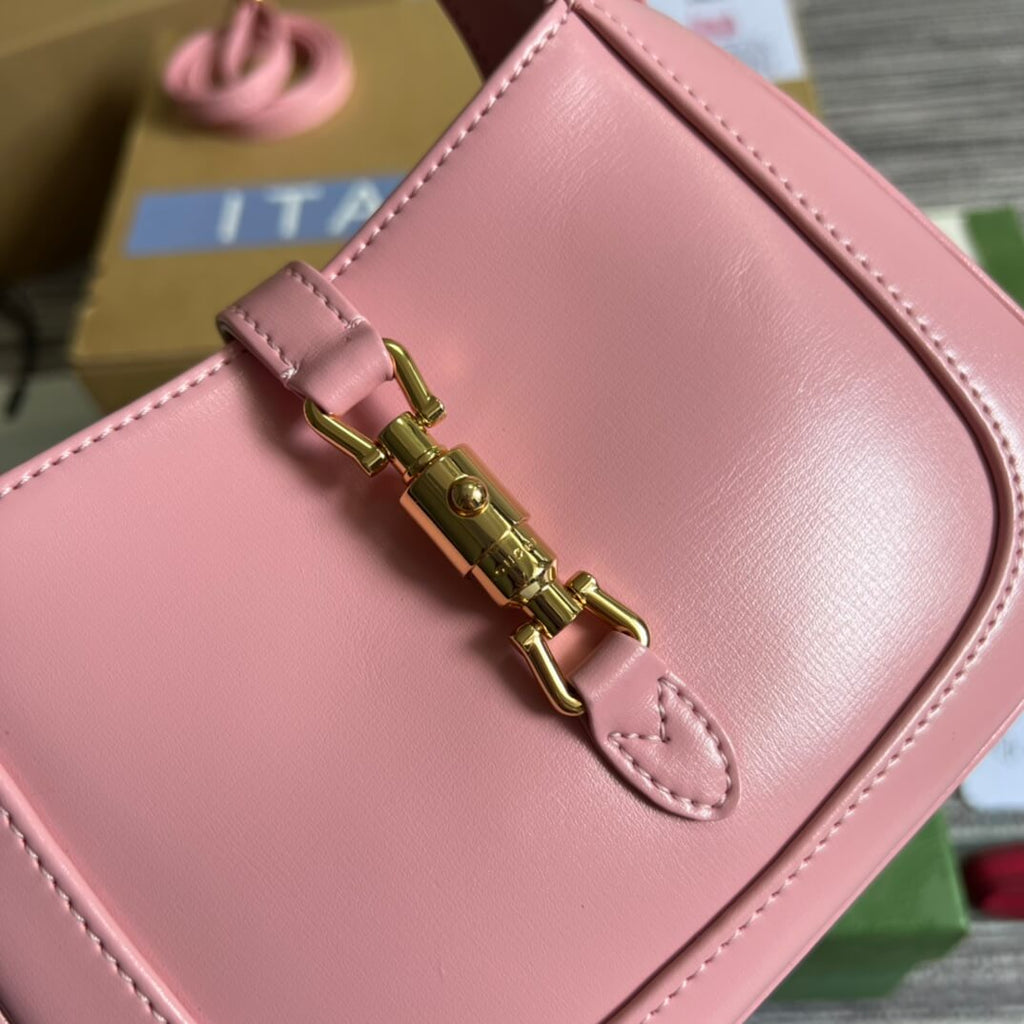 Gucci637091 Handbag subaxillary bag 19cm pink cowhide