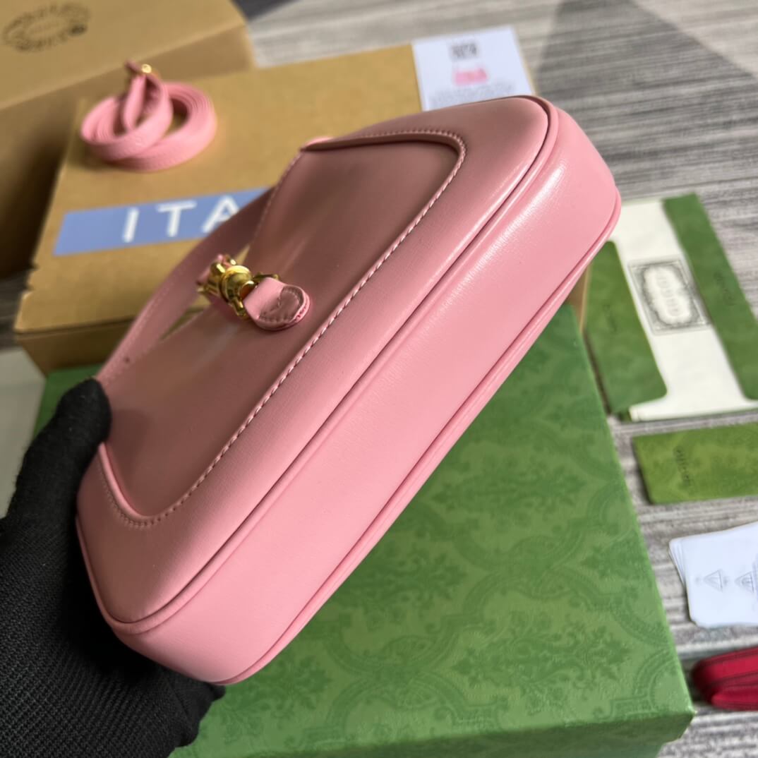 Gucci637091 Handbag subaxillary bag 19cm pink cowhide
