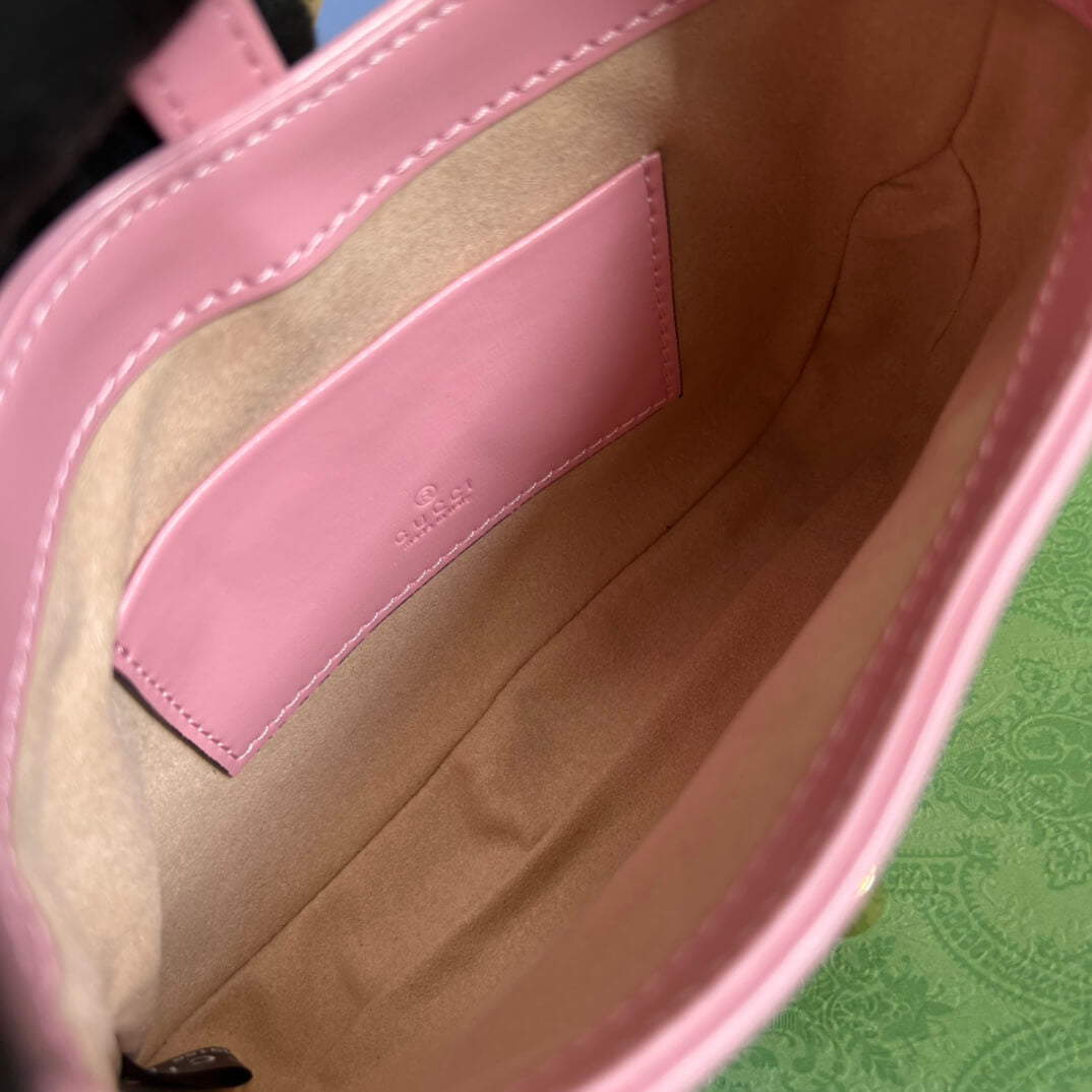 Gucci637091 Handbag subaxillary bag 19cm pink cowhide