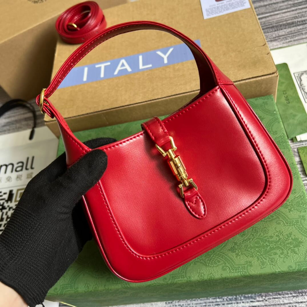 Gucci637091 Handbag subaxillary bag 19cm red cowhide