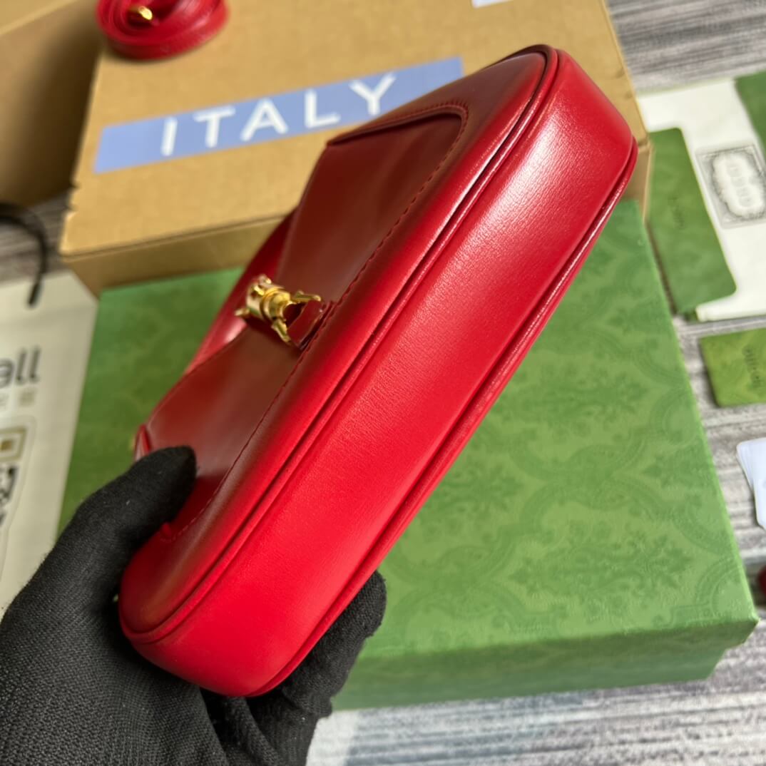 Gucci637091 Handbag subaxillary bag 19cm red cowhide