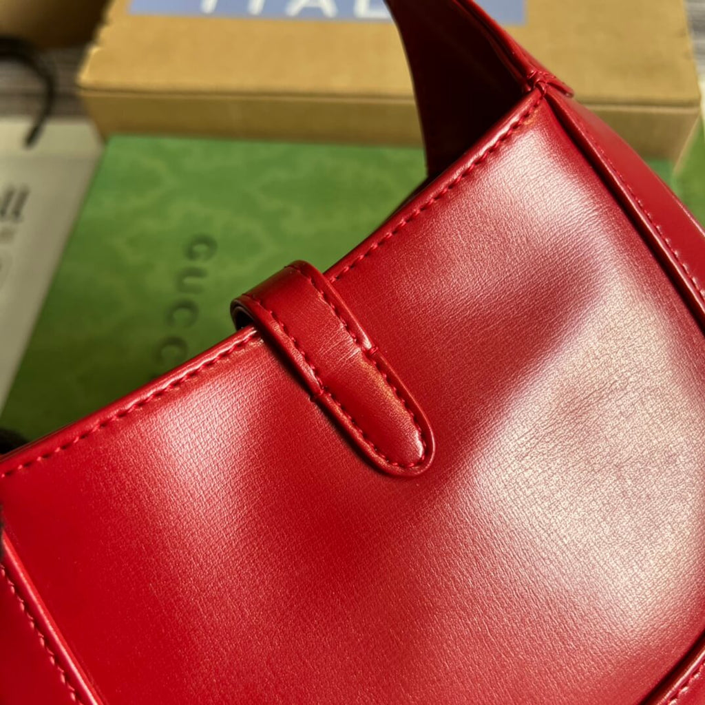 Gucci637091 Handbag subaxillary bag 19cm red cowhide