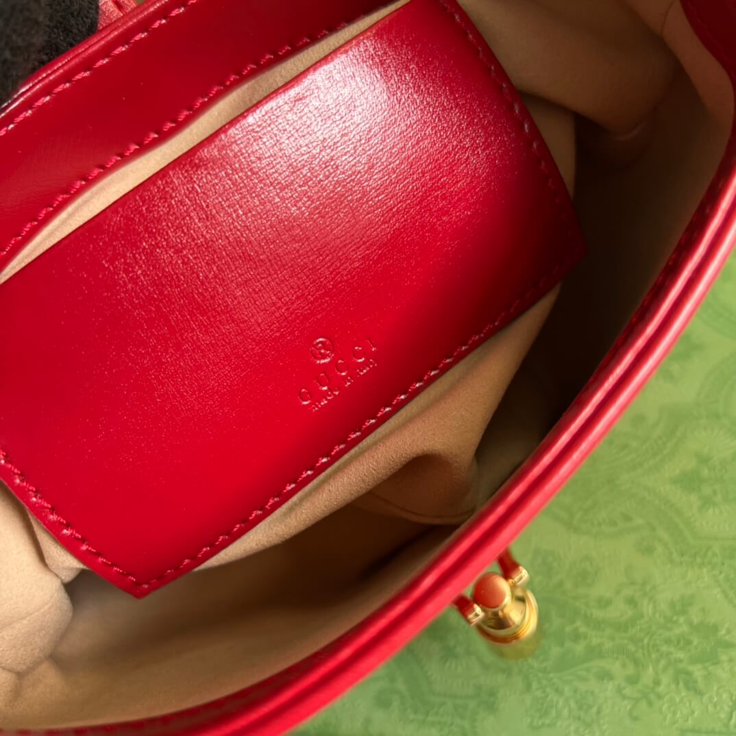 Gucci637091 Handbag subaxillary bag 19cm red cowhide