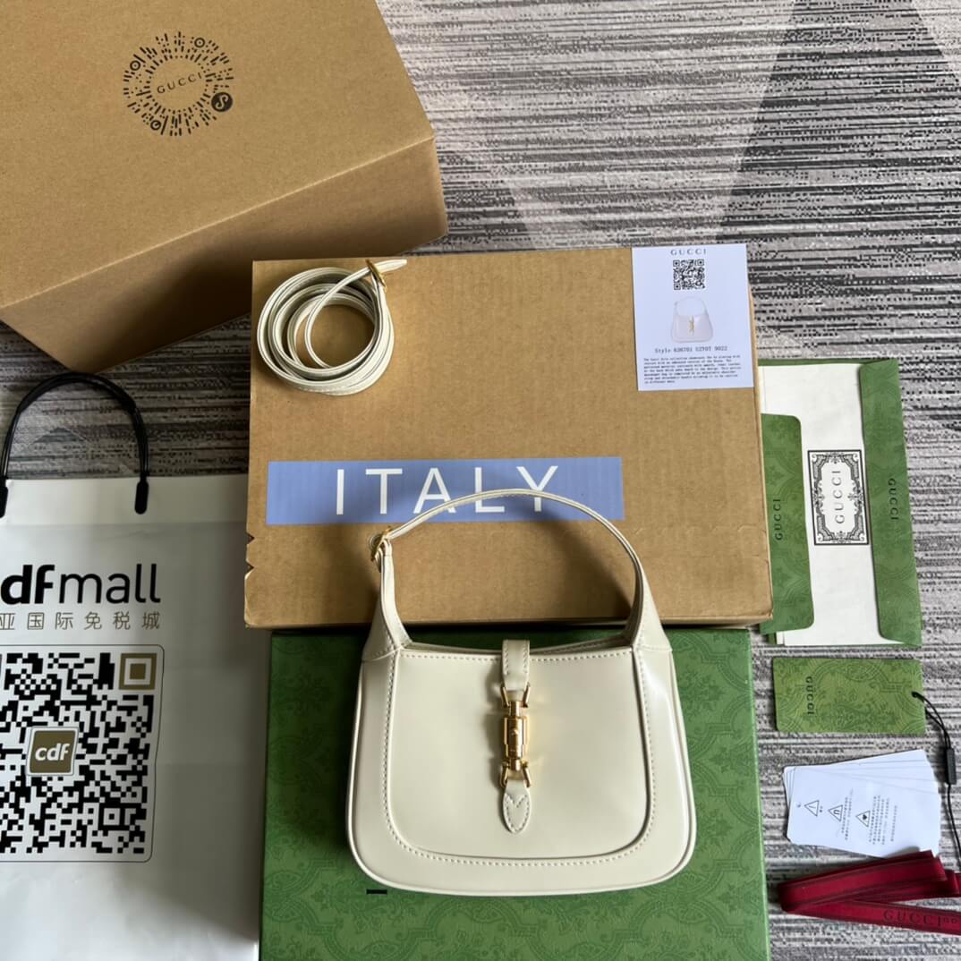 Gucci637091 Handbag subaxillary bag 19cm white cowhide