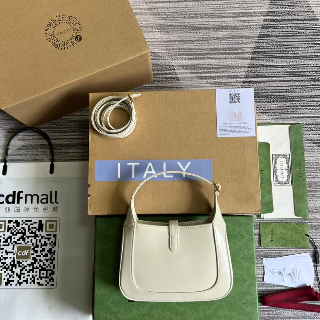 Gucci637091 Handbag subaxillary bag 19cm white cowhide