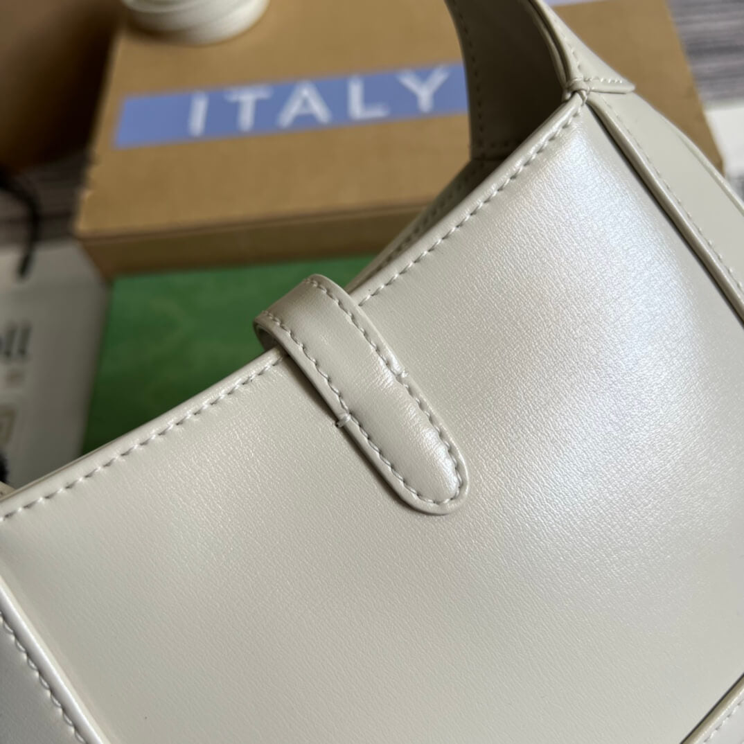 Gucci637091 Handbag subaxillary bag 19cm white cowhide