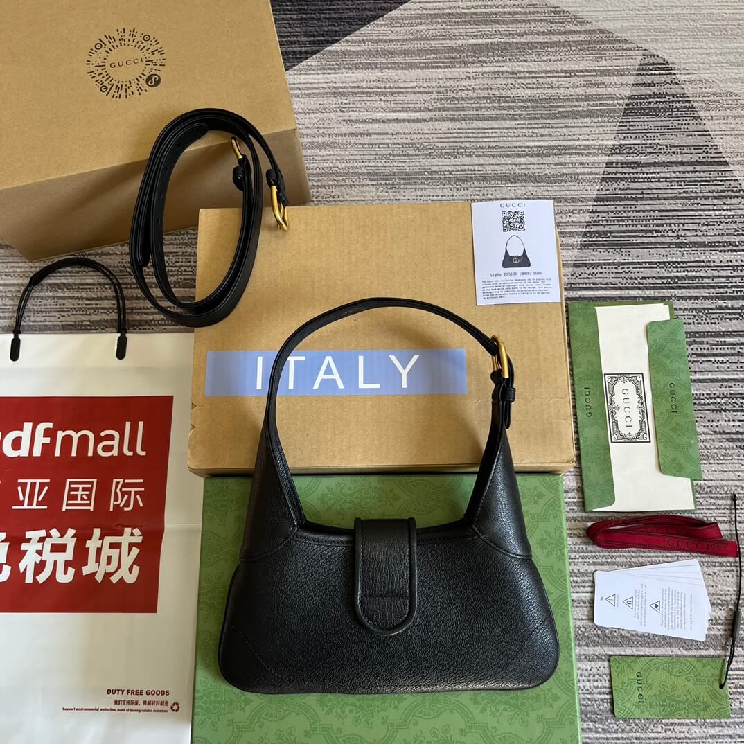 Gucci735106 Aphrodite subaxillary bag 27cm black cowhide
