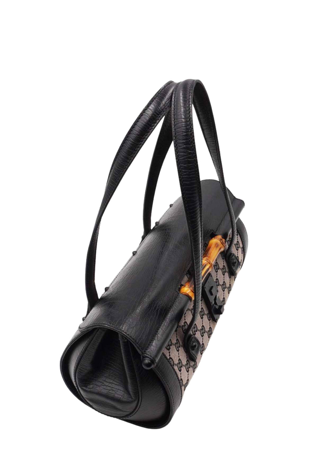 GG Canvas Bamboo Bullet Shoulder Bag Brown Black