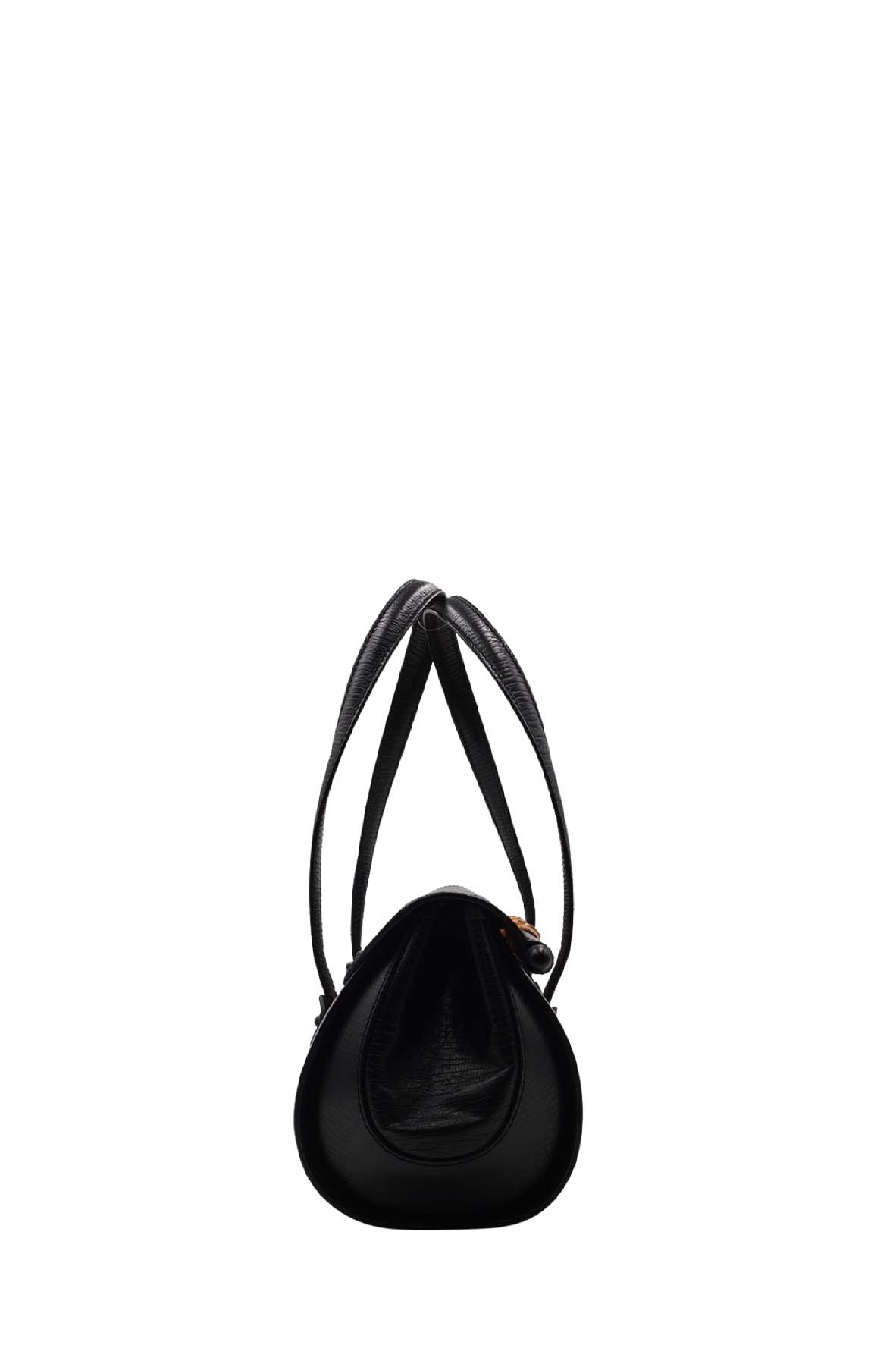 GG Canvas Bamboo Bullet Shoulder Bag Brown Black
