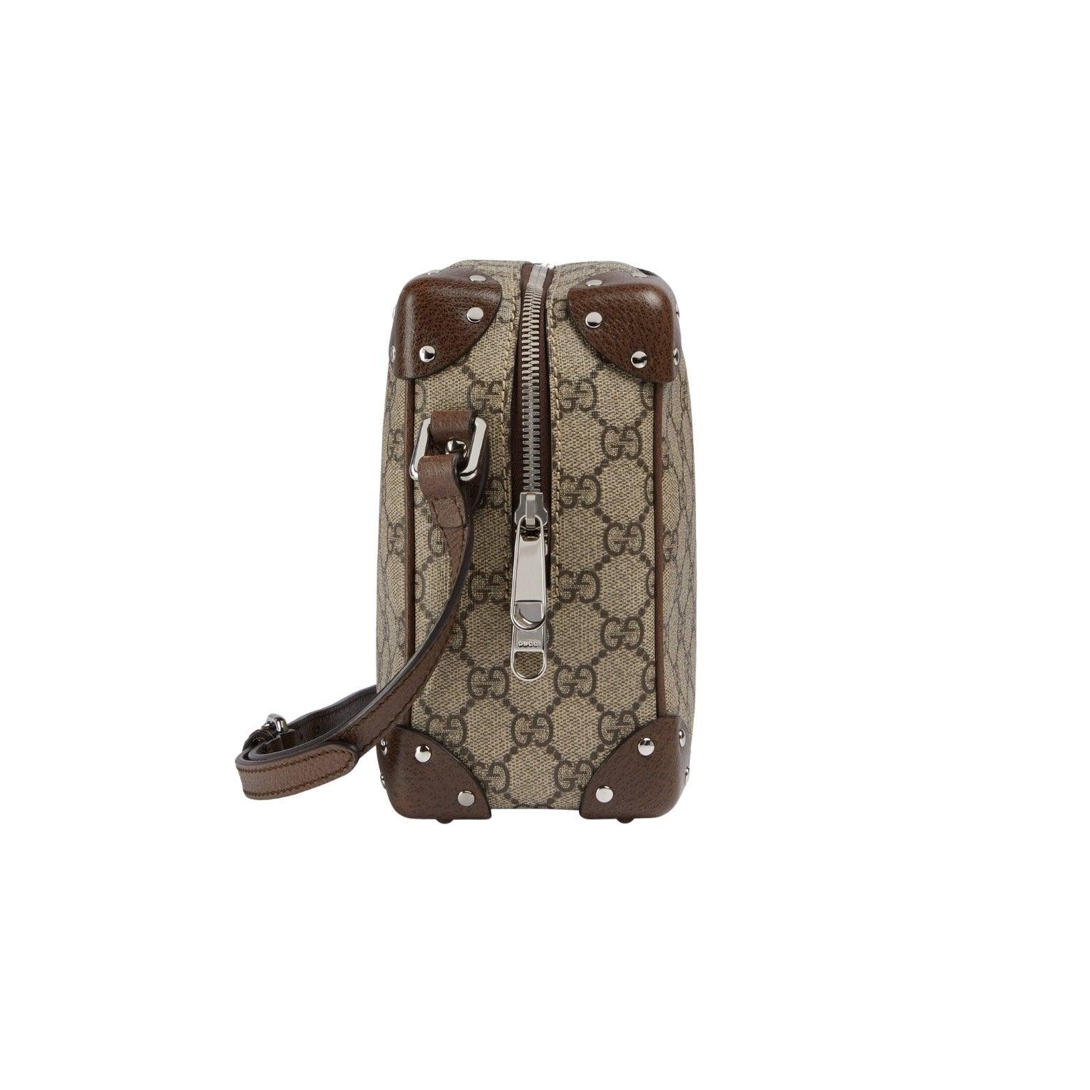 GUCCI GG Shoulder Bag With Leather Details
