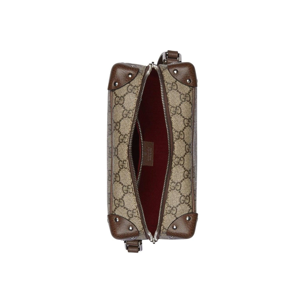 GUCCI GG Shoulder Bag With Leather Details
