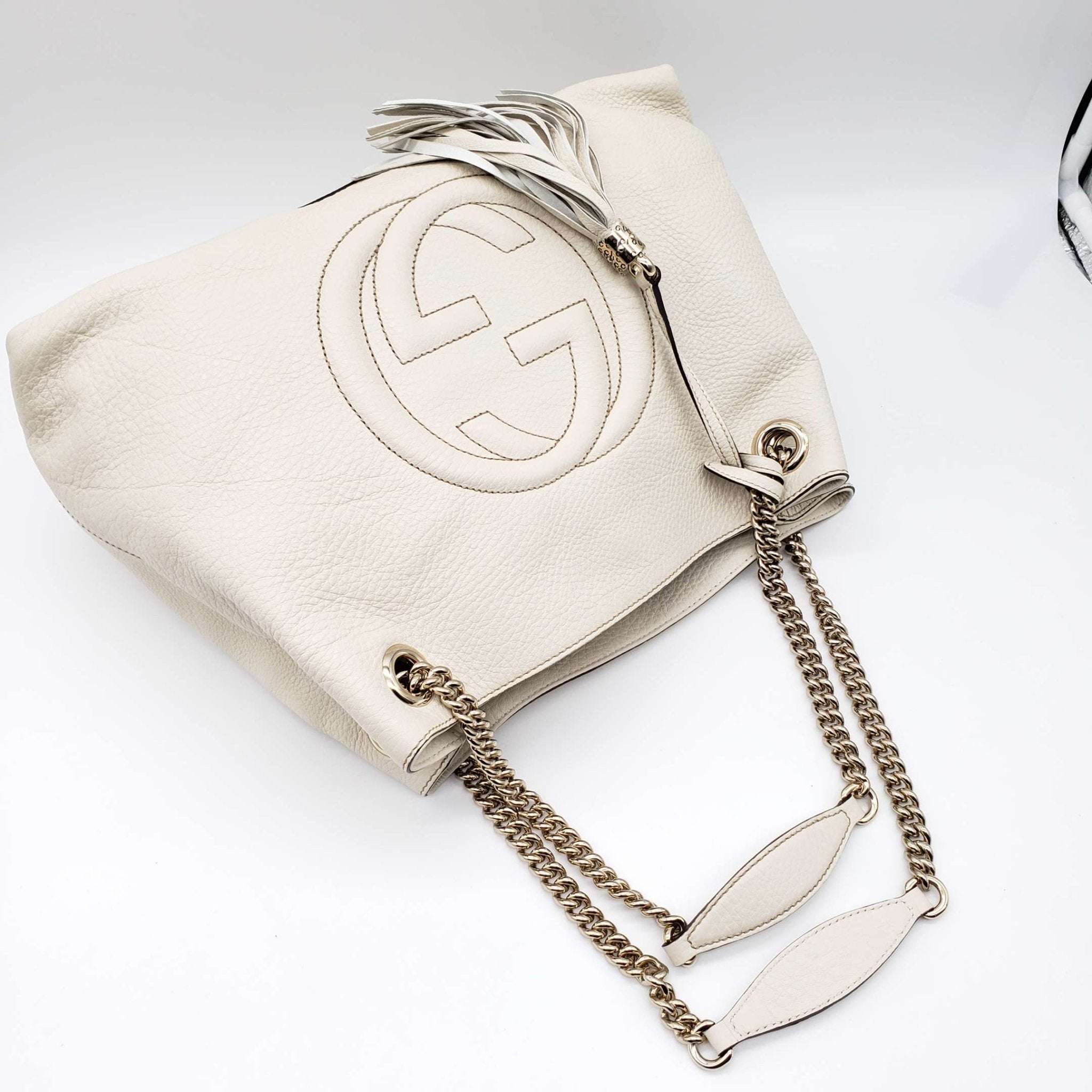 Gucci GG Soho on Chain Medium White Shoulder Bag