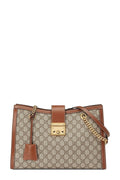 GG Supreme Padlock Medium Shoulder Bag Brown