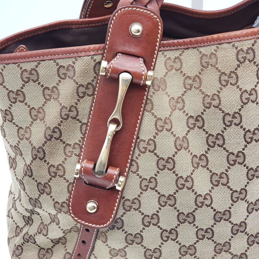 Gucci Leather and Canvas Brown Shoulder Bag