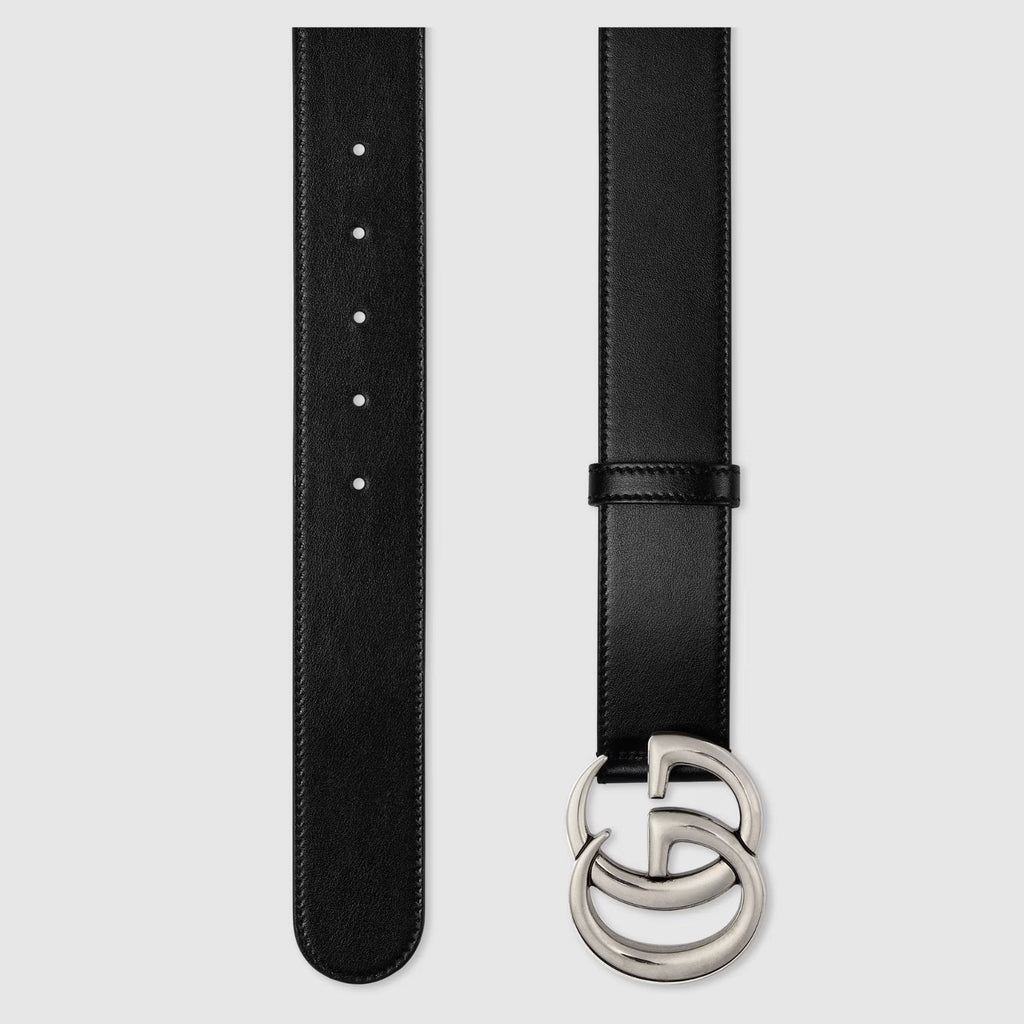 GUCCI Leather belt with double G buckle